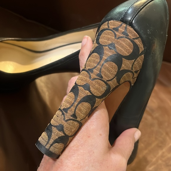 COACH BREANA SIG C BLACK LAMBSKIN HEELS - Picture 12 of 13